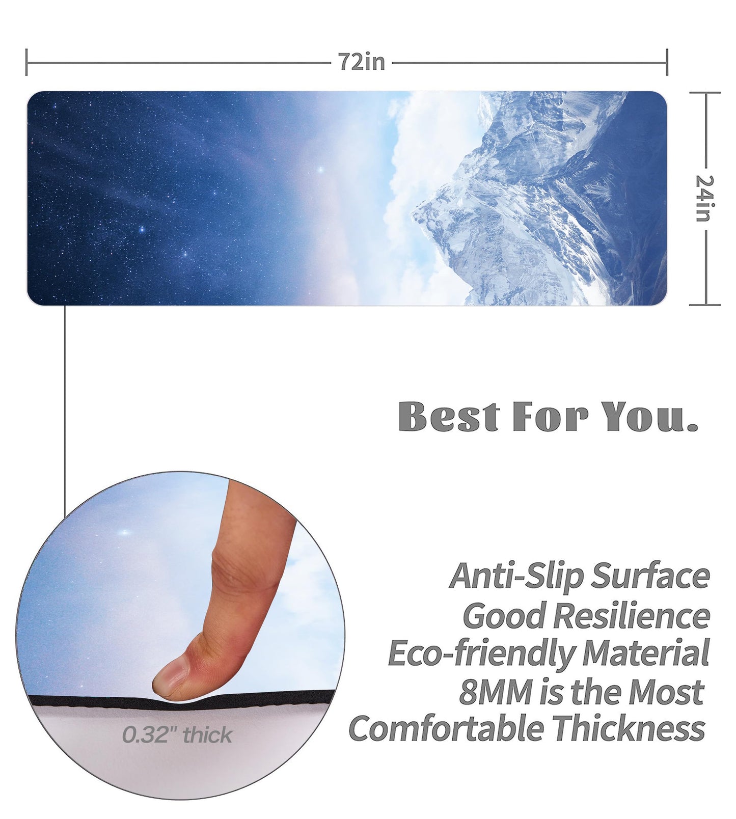Cifupy Double-Sided Non-Slip Yoga Mat with Strap & Bag