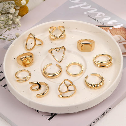 12-Piece Gold Stackable Rings