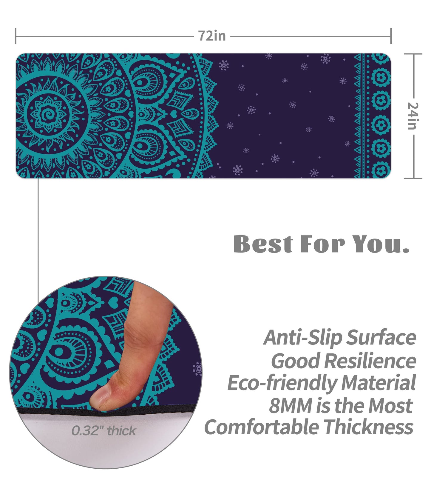 Cifupy Double-Sided Non-Slip Yoga Mat with Strap & Bag
