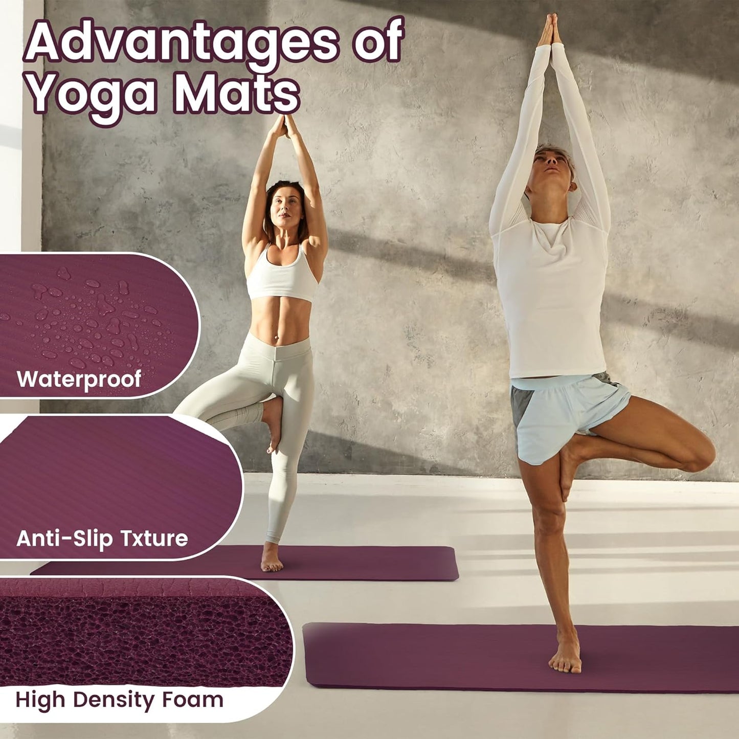 Extra Thick 1/2" High-Density Yoga Mat with Strap