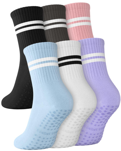 6 Pairs Women’s Non-Slip Pilates & Yoga Socks