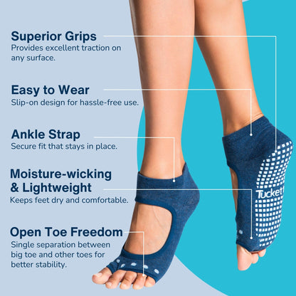 Tucketts Toeless Grip Pilates Socks for Women