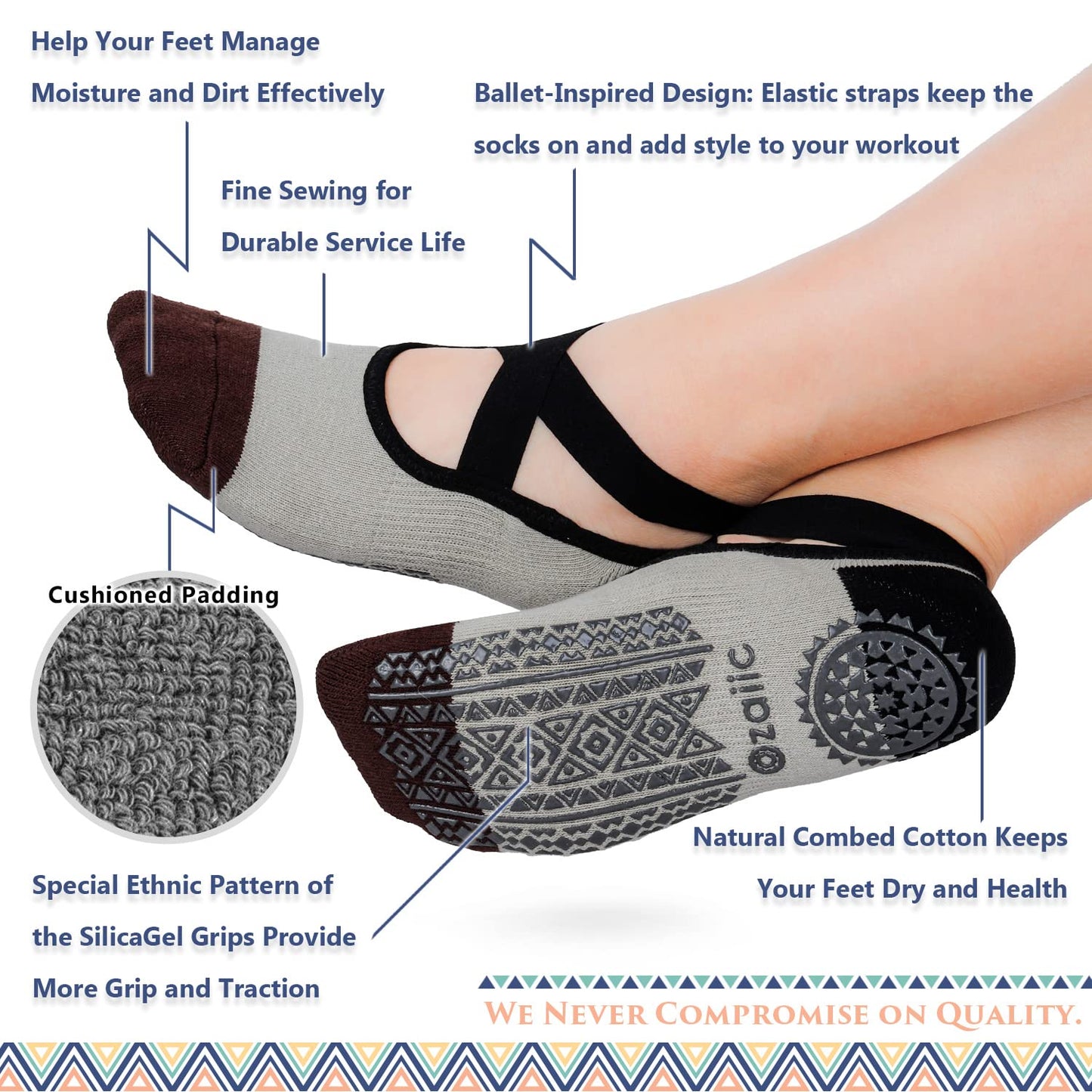 Ozaiic Non-Slip Yoga Socks for Women