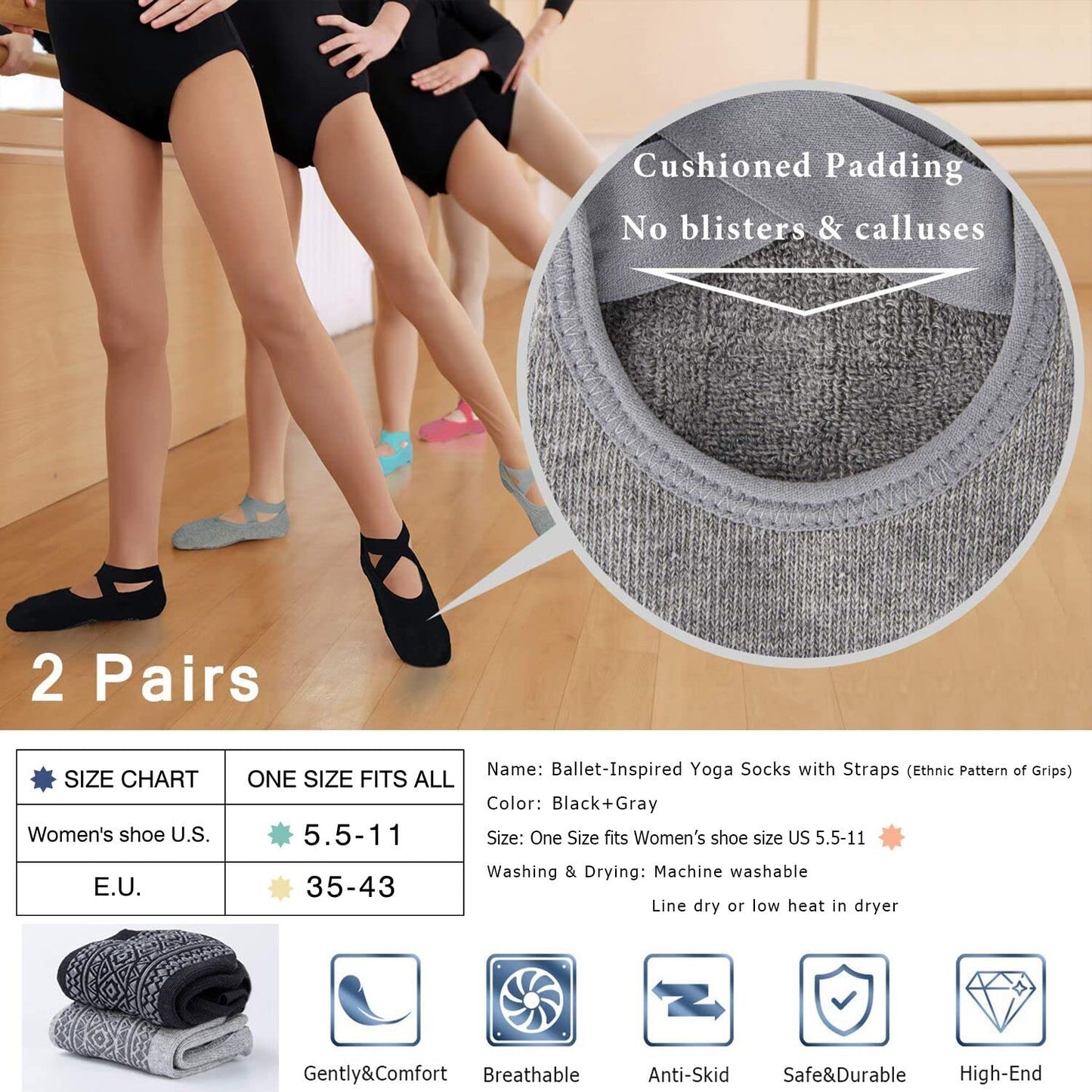 Ozaiic Non-Slip Yoga Socks for Women