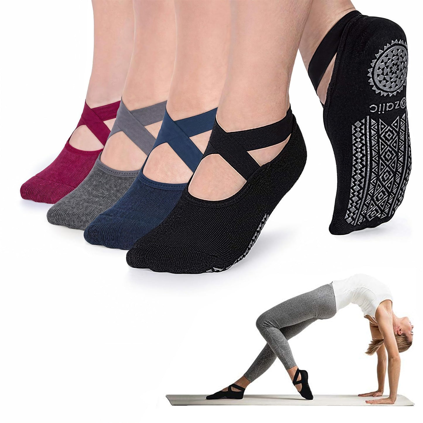 Ozaiic Non-Slip Yoga Socks for Women