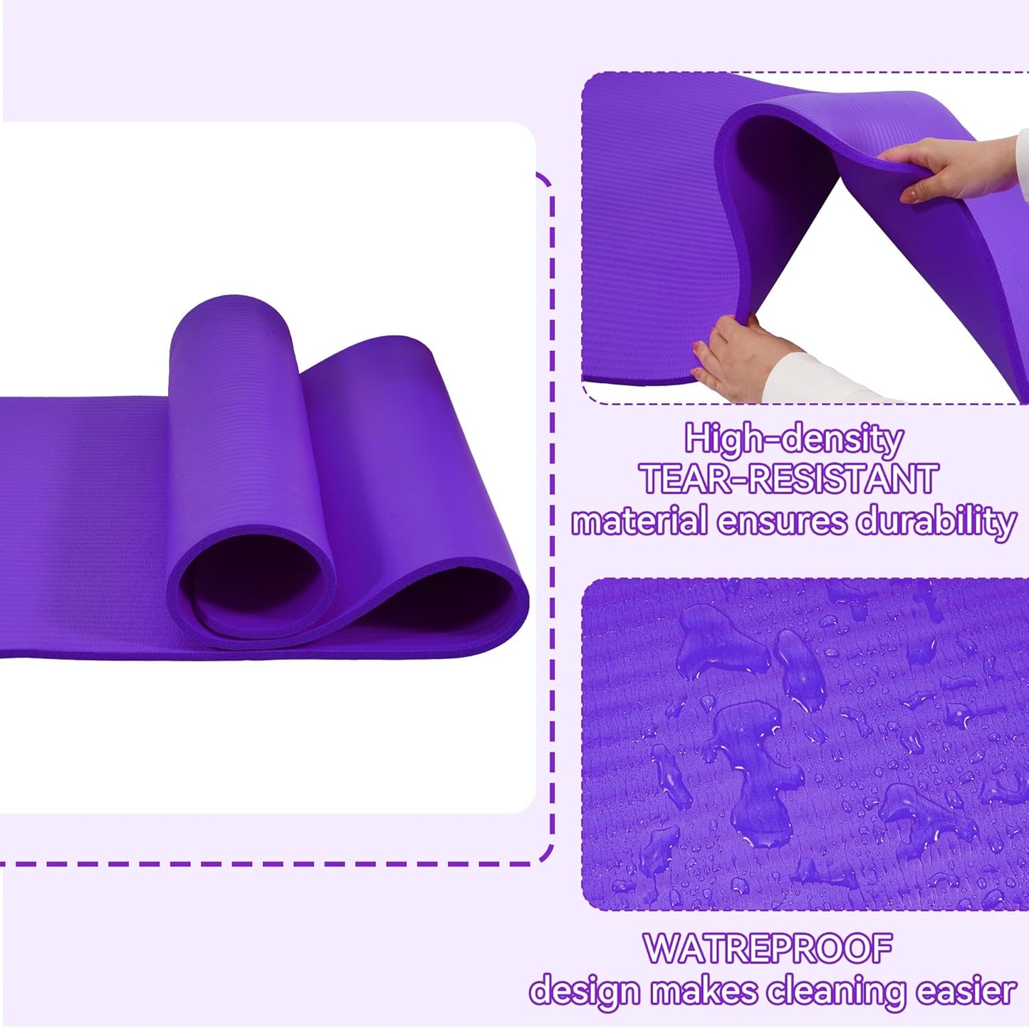 Extra Thick 1/2" High-Density Yoga Mat with Strap