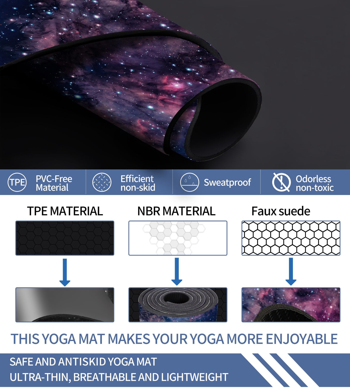 Cifupy Double-Sided Non-Slip Yoga Mat with Strap & Bag