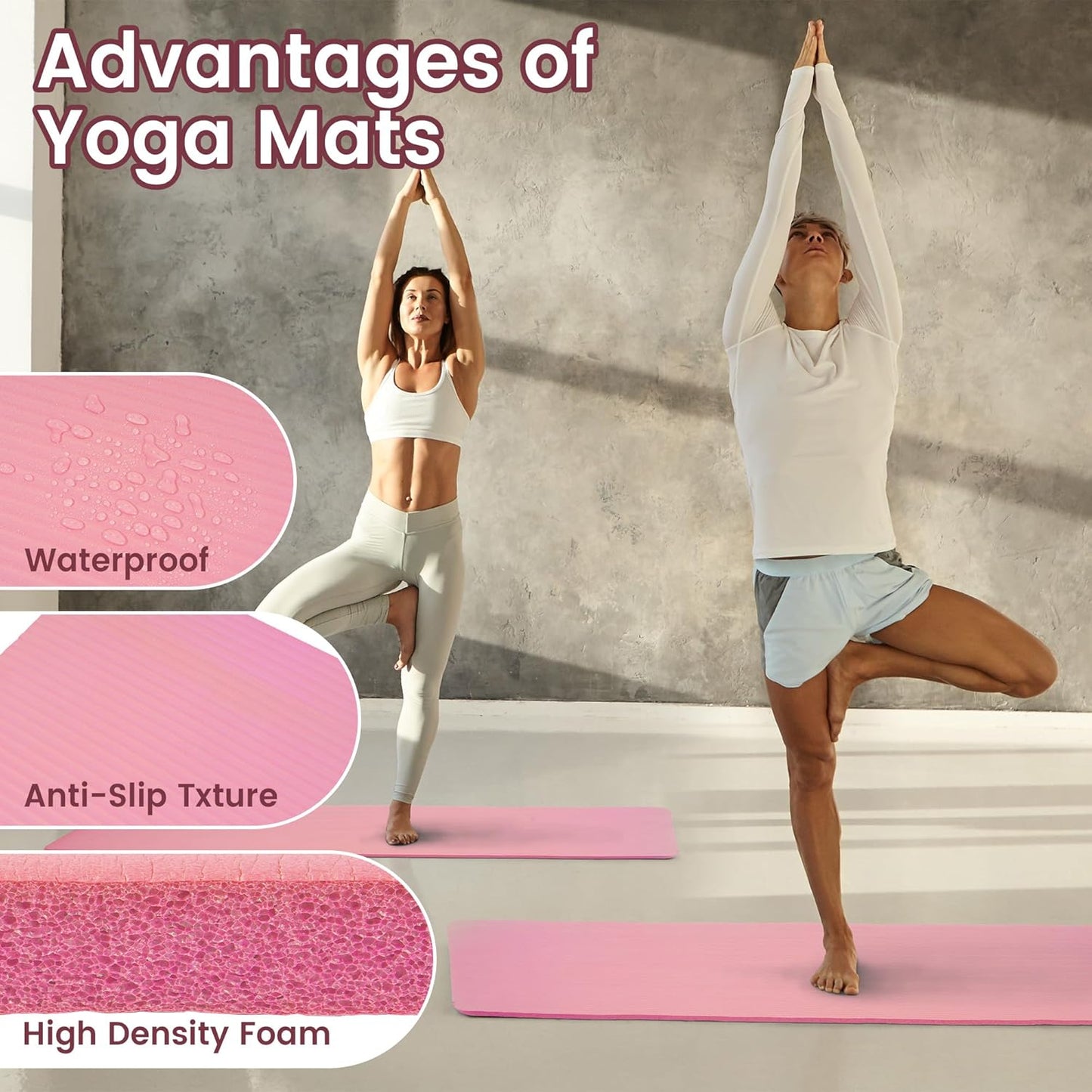 Extra Thick 1/2" High-Density Yoga Mat with Strap