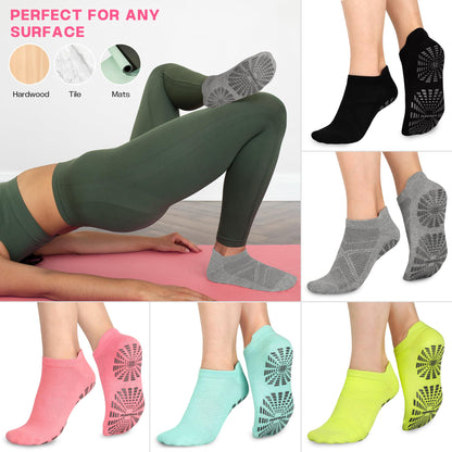 unenow Women’s Non-Slip Pilates Socks (5 Pairs)