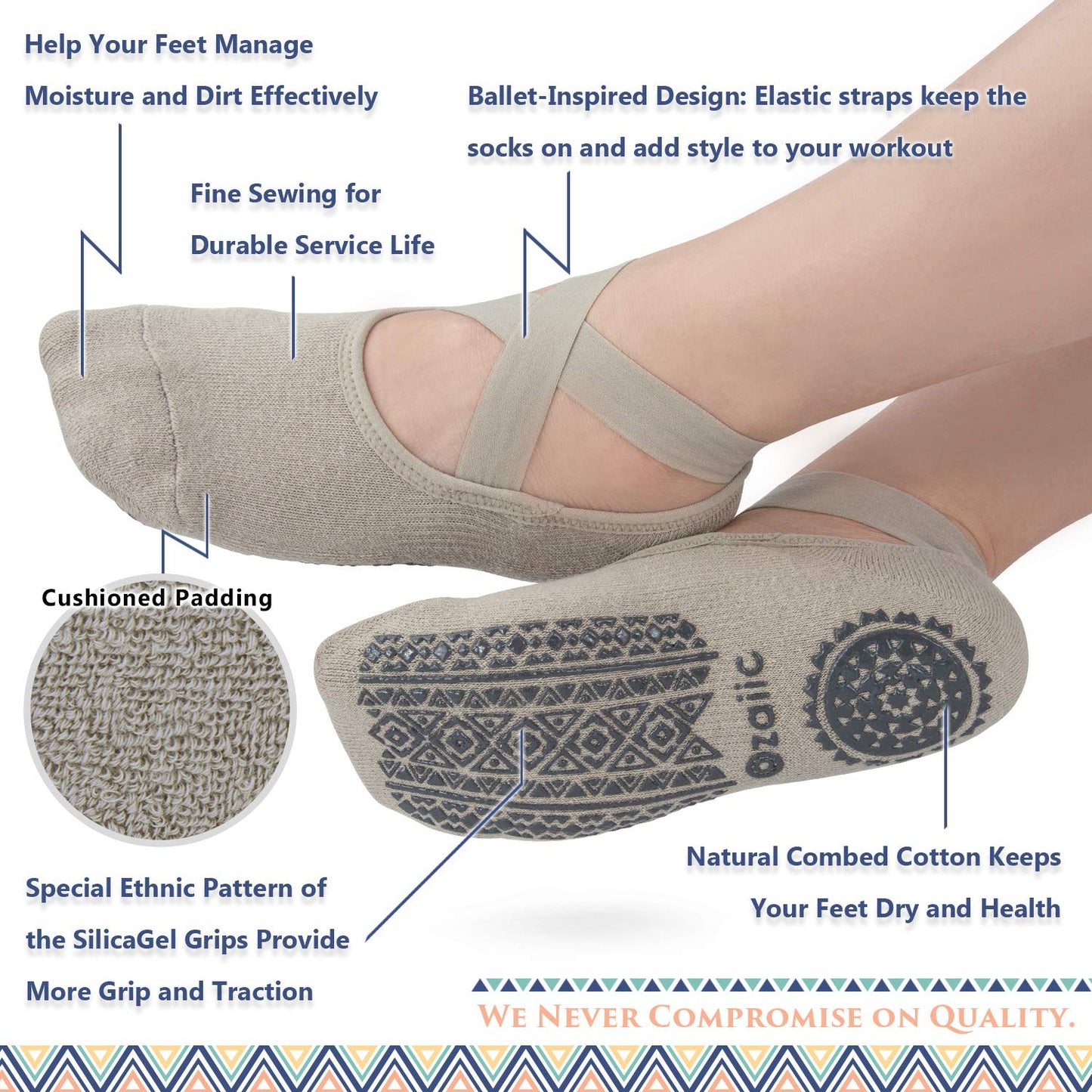 Ozaiic Non-Slip Yoga Socks for Women