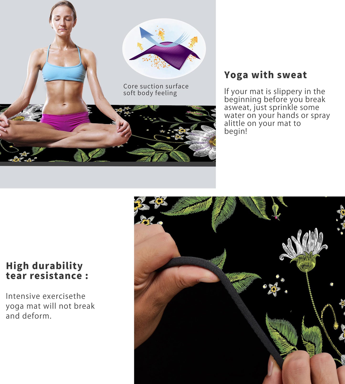 Cifupy Double-Sided Non-Slip Yoga Mat with Strap & Bag