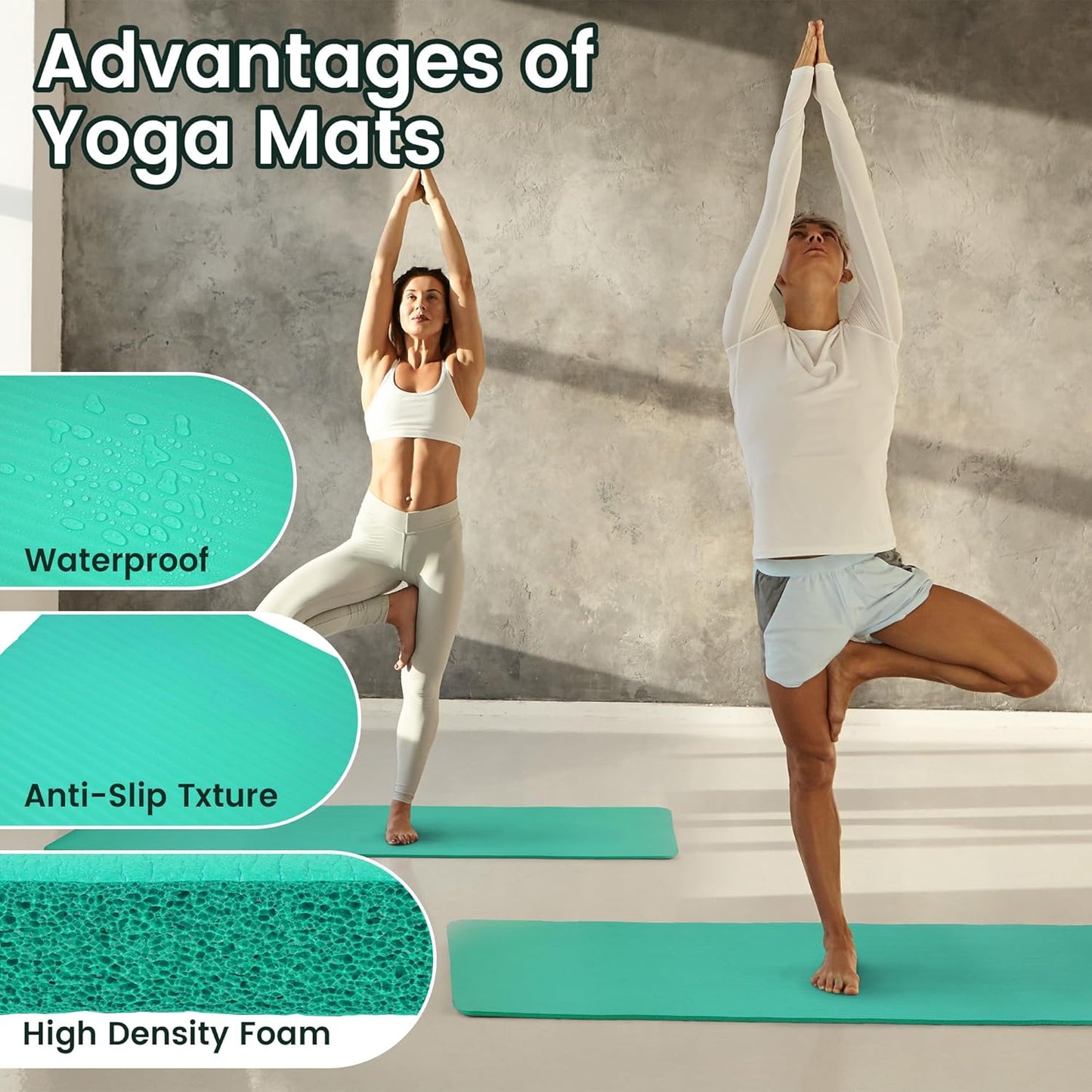 Extra Thick 1/2" High-Density Yoga Mat with Strap