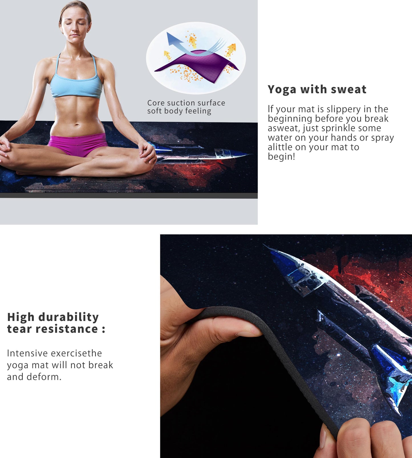Cifupy Double-Sided Non-Slip Yoga Mat with Strap & Bag