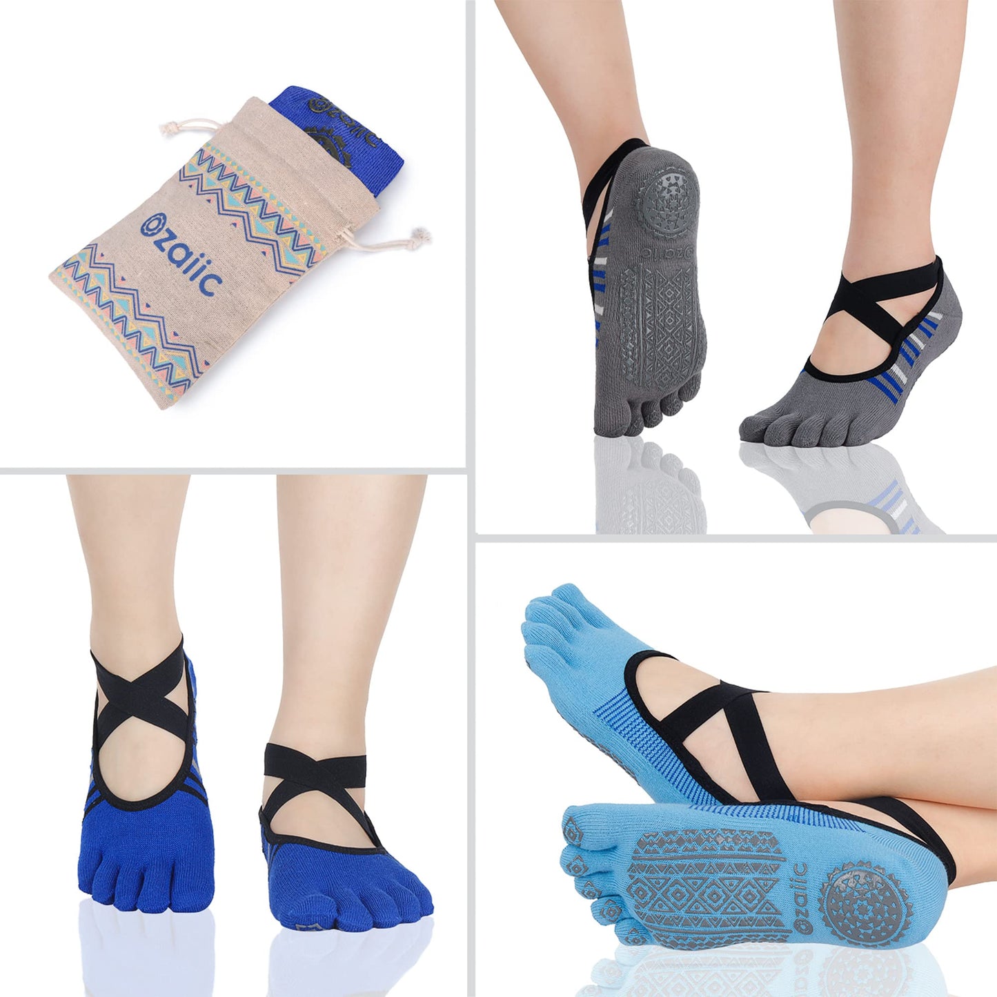 Ozaiic Women’s Non-Slip Yoga Socks with Grips