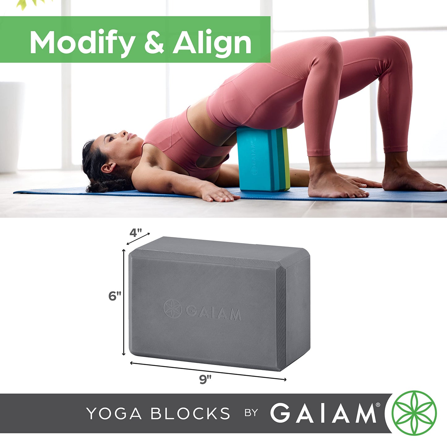 Gaiam Yoga Block – Foam Support for Yoga & Pilates