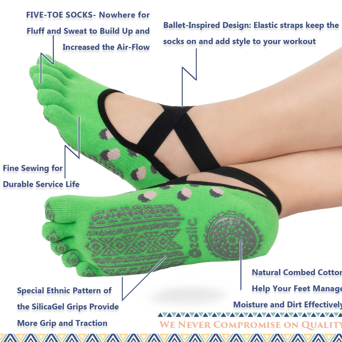 Ozaiic Women’s Non-Slip Yoga Socks with Grips