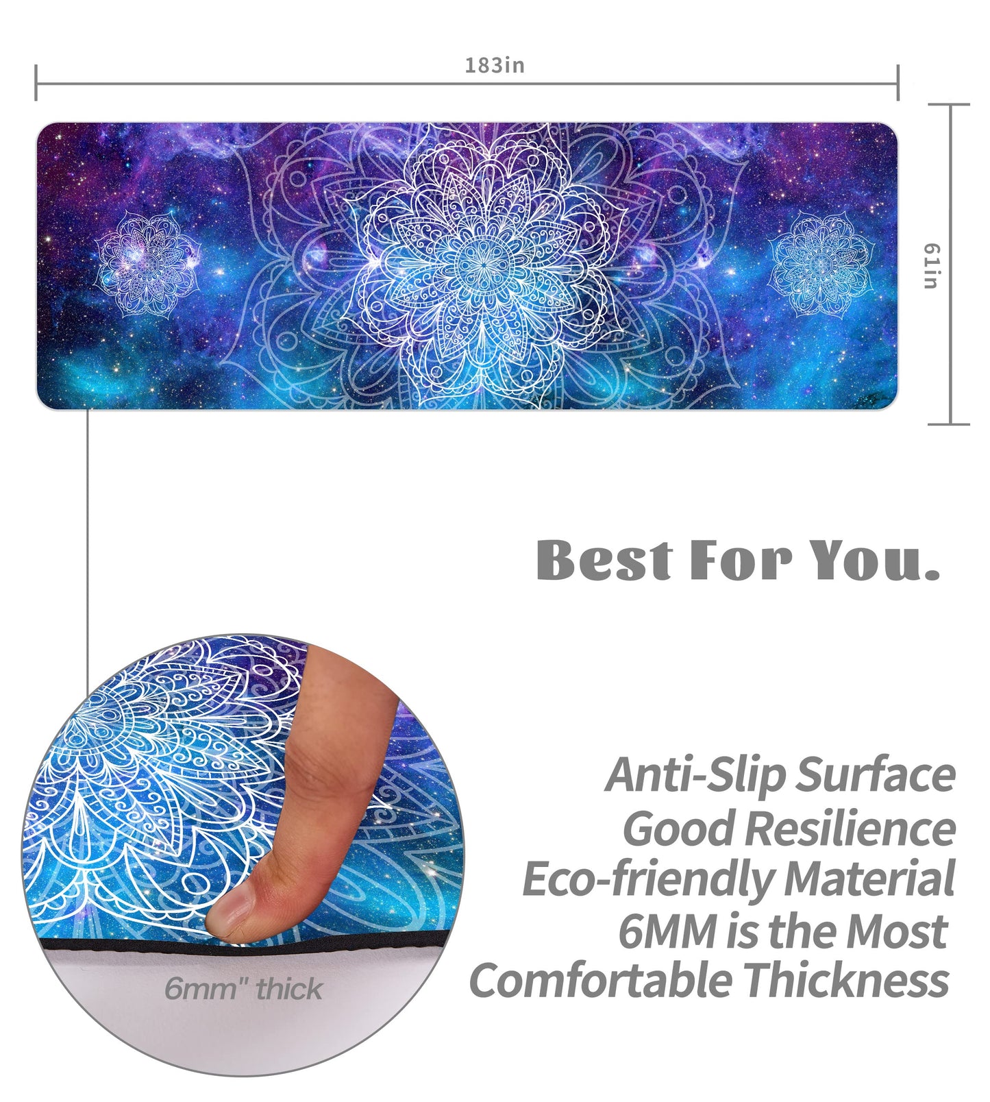 Cifupy Double-Sided Non-Slip Yoga Mat with Strap & Bag
