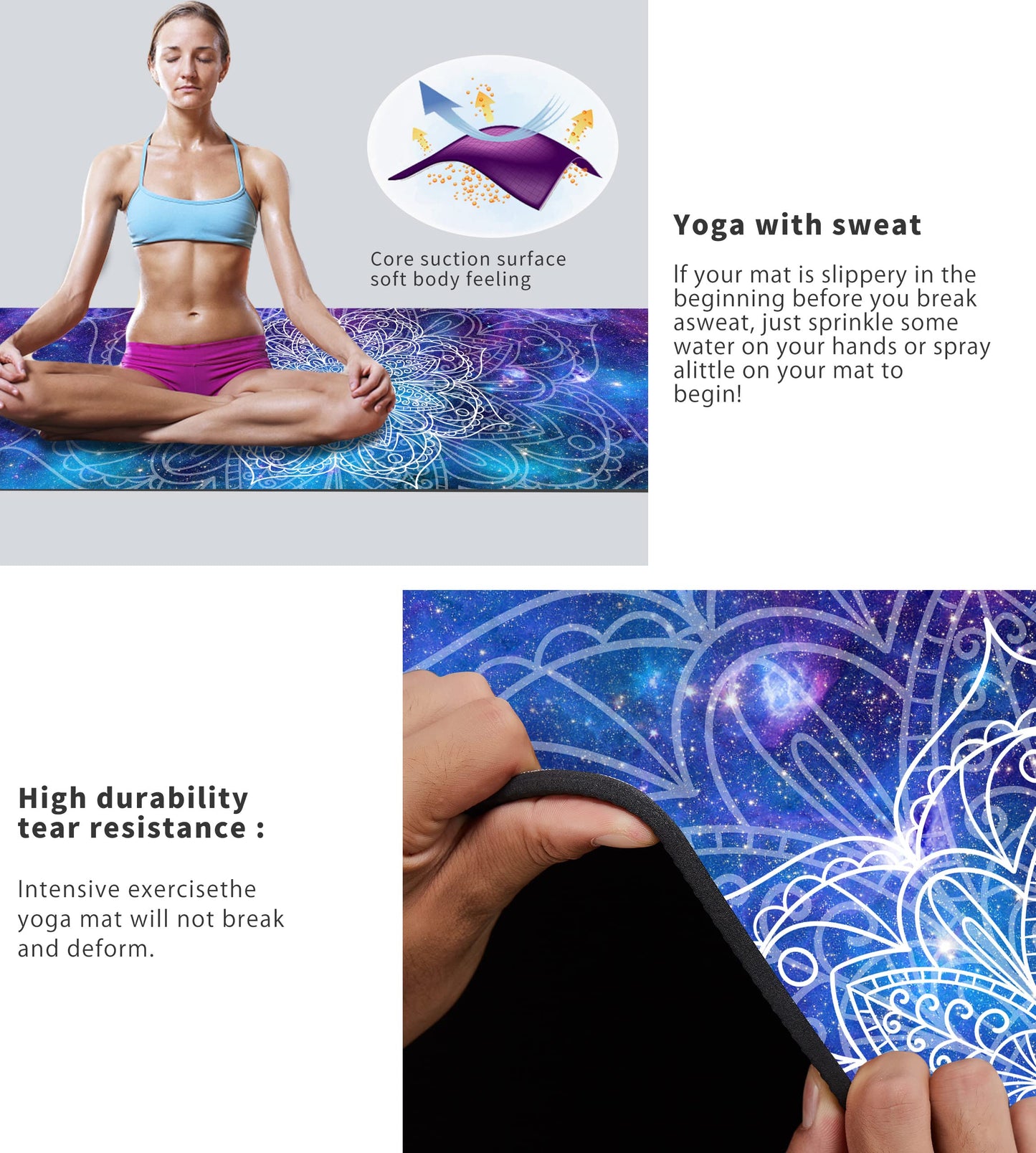 Cifupy Double-Sided Non-Slip Yoga Mat with Strap & Bag