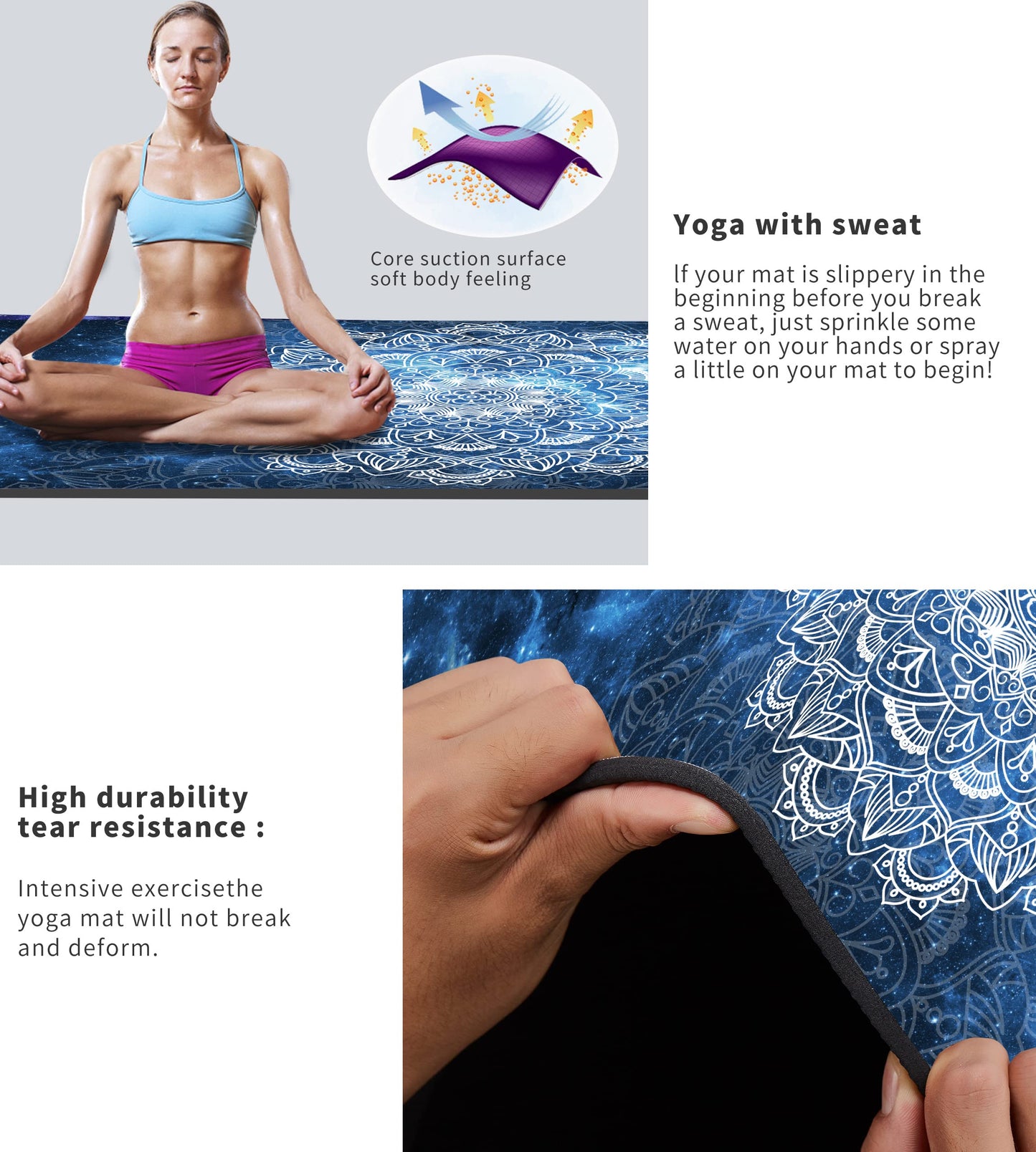 Cifupy Double-Sided Non-Slip Yoga Mat with Strap & Bag