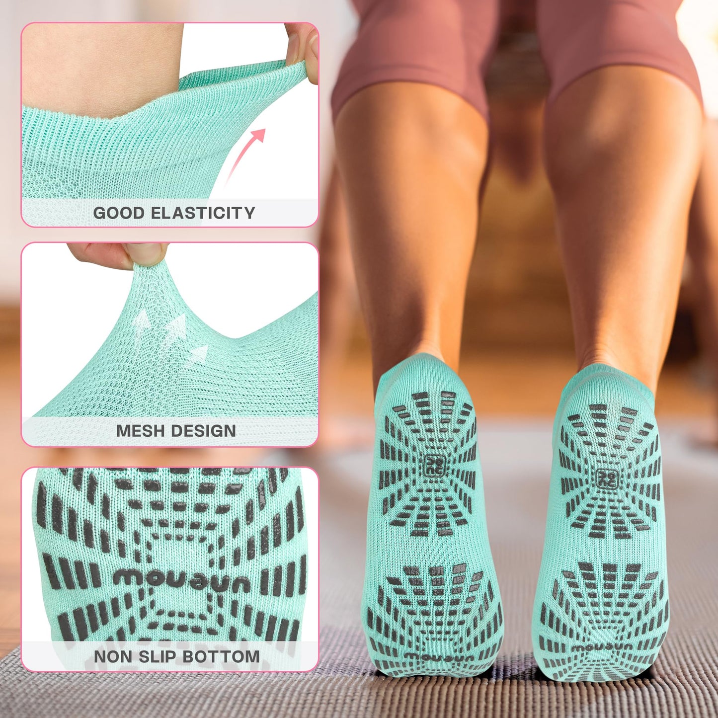 unenow Women’s Non-Slip Pilates Socks (5 Pairs)