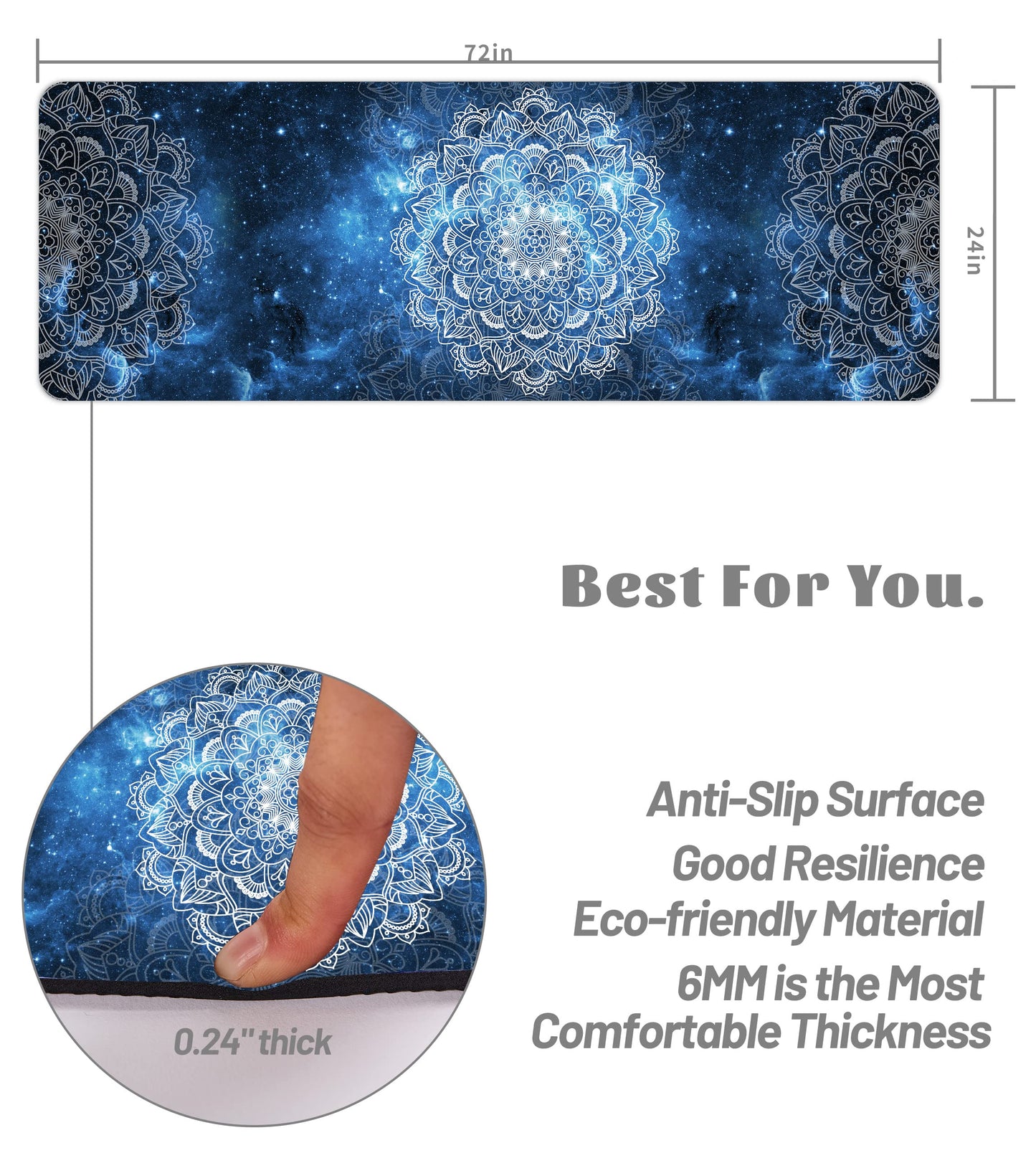Cifupy Double-Sided Non-Slip Yoga Mat with Strap & Bag