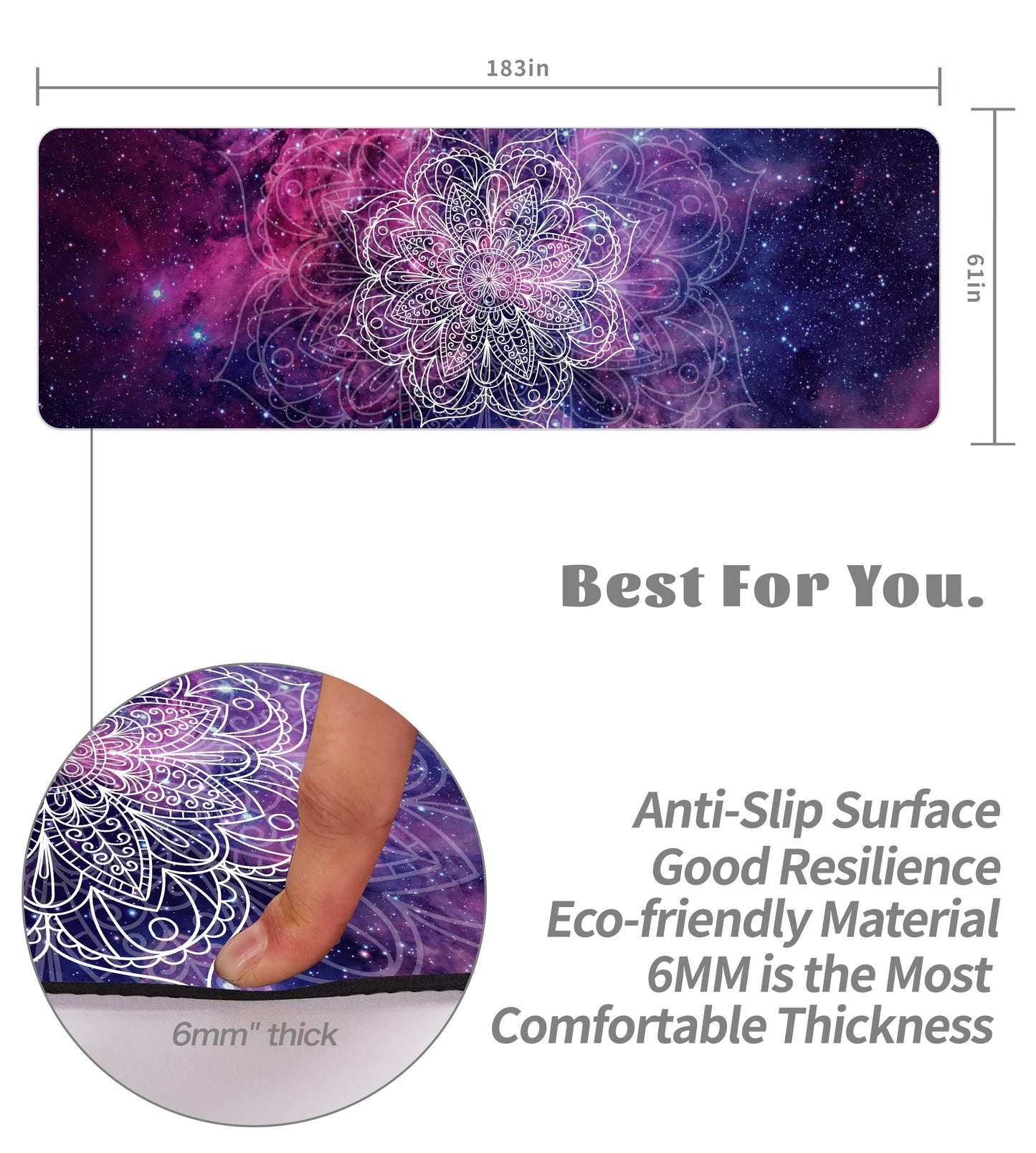 Cifupy Double-Sided Non-Slip Yoga Mat with Strap & Bag