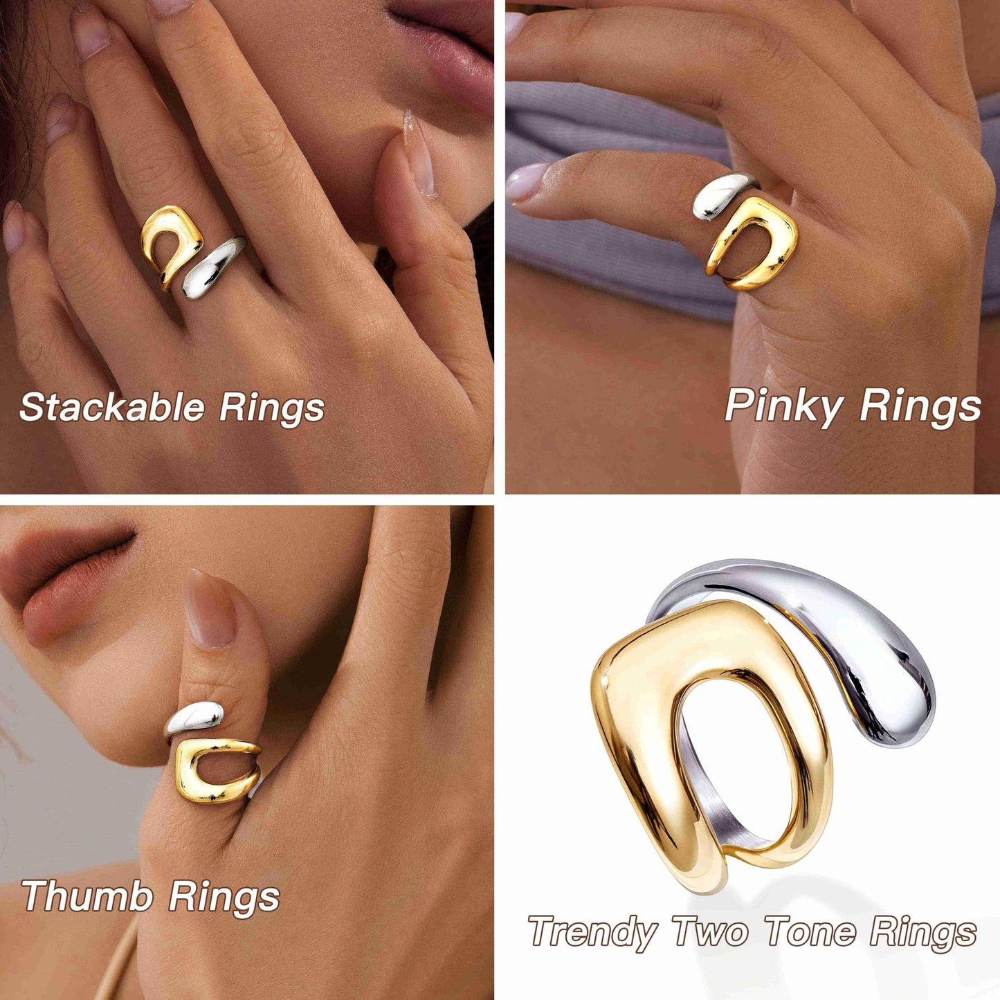 Gold Chunky Adjustable Rings