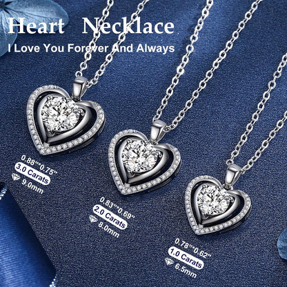 Diamond Heart Pendant & Moissanite Earrings Set